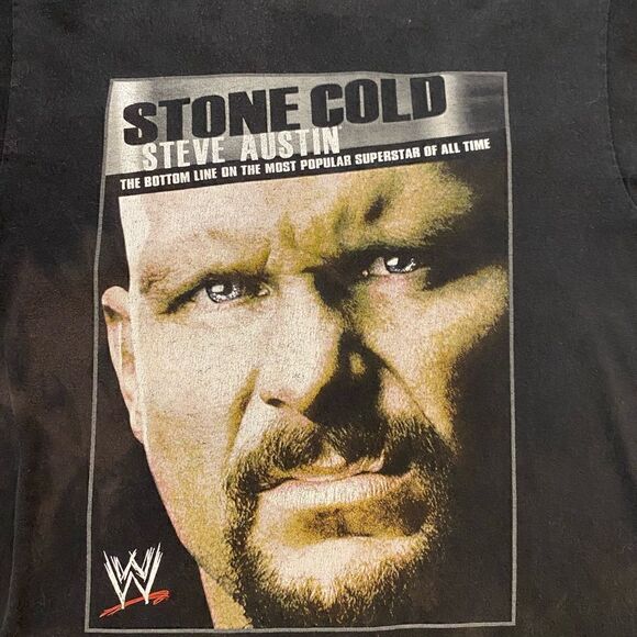 WWE Mens Black Stone Cold Steve Austin Mens T Shirt Size Small 25.5” X 18” - Picture 2 of 6